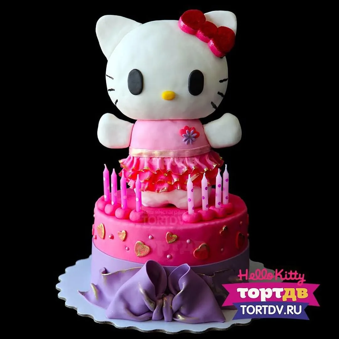 Торт Hello Kitty с розовым бантом