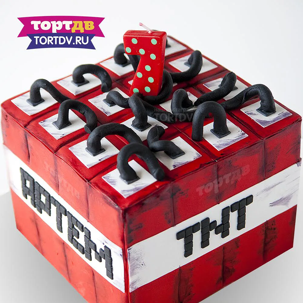 Торт TNT в стиле Minecraft